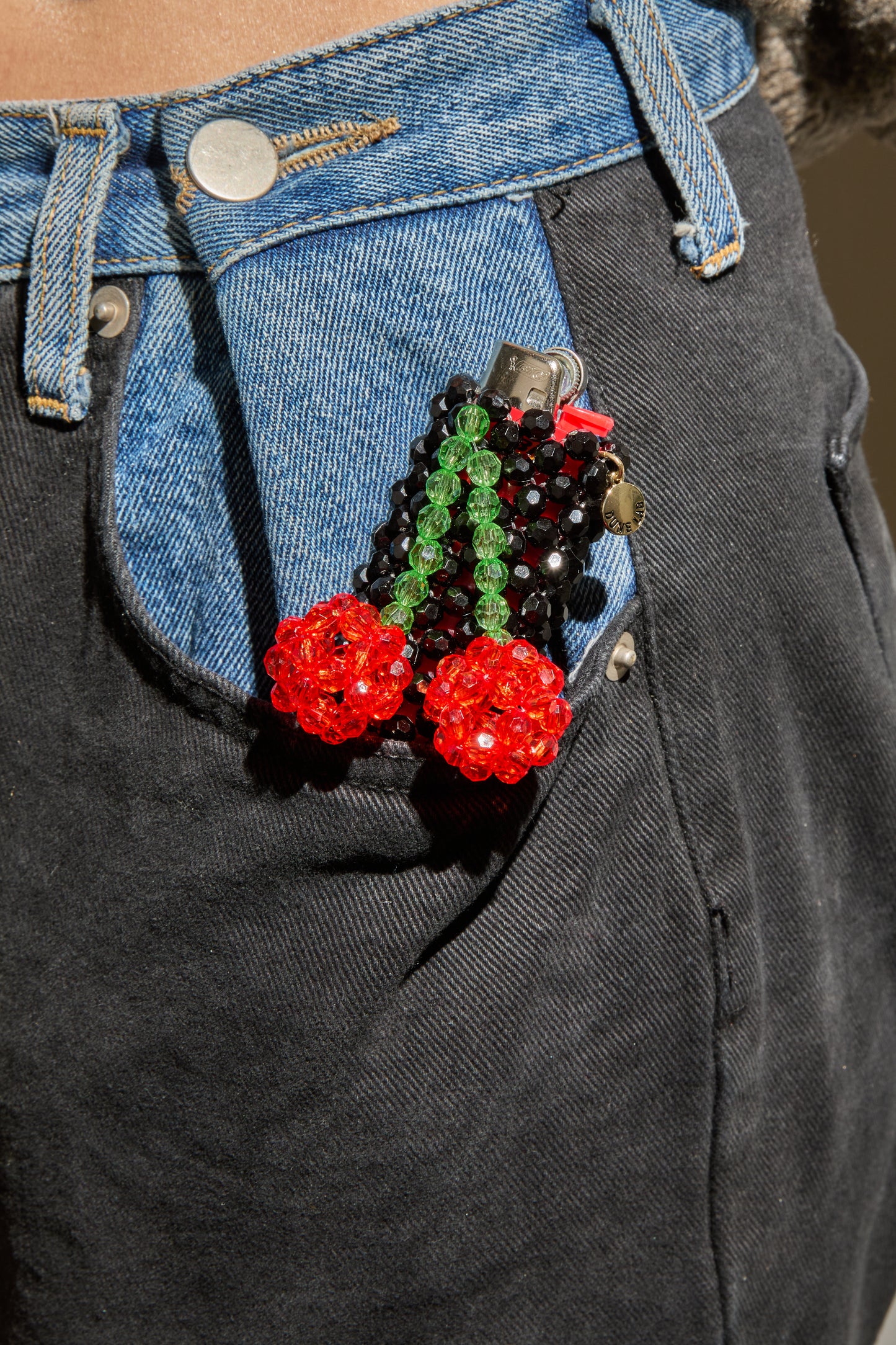 Beaded Lighter Case - Handmade Bic Lighter Cover Fits Most Standard Size Lighters, Cute & Unique Sleeve Holder with Easy Installation, Fashionable Accessories for Women (Cherries)