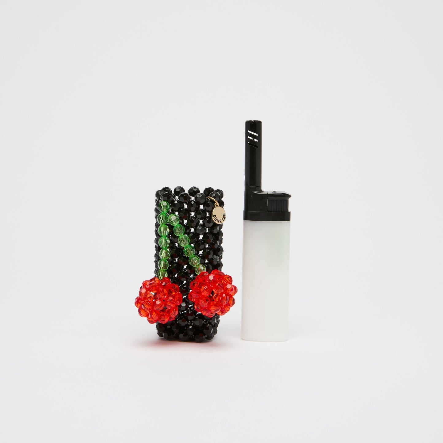 Beaded Lighter Case - Handmade Bic Lighter Cover Fits Most Standard Size Lighters, Cute & Unique Sleeve Holder with Easy Installation, Fashionable Accessories for Women (Cherries)