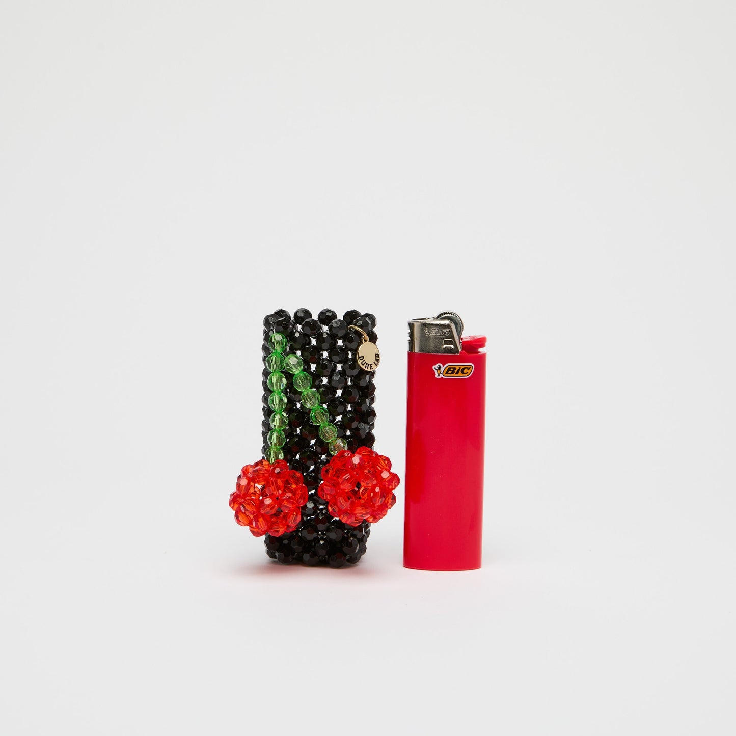 Beaded Lighter Case - Handmade Bic Lighter Cover Fits Most Standard Size Lighters, Cute & Unique Sleeve Holder with Easy Installation, Fashionable Accessories for Women (Cherries)